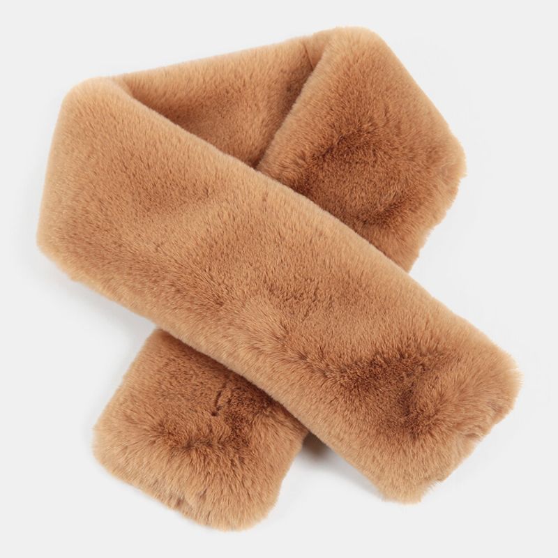 Kobiety Faux Rabbit Fur Miękki Krzyż Bib Zimowy Pluszowy Ciepły Szalik