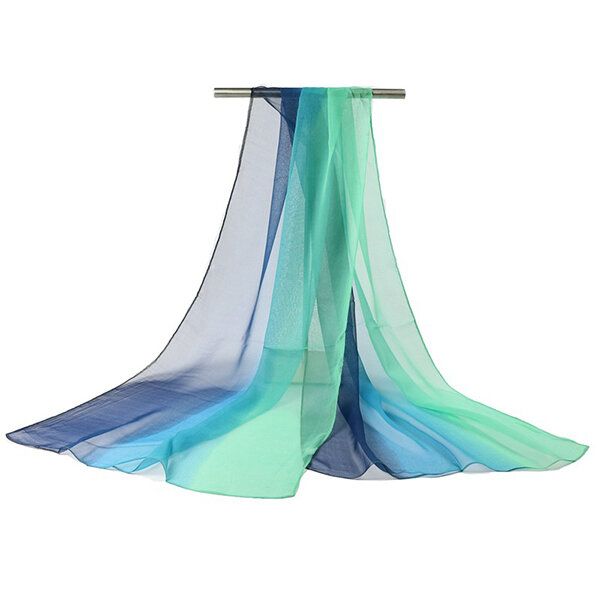 Kobiety Gradient Color Miękkie Szyfonowe Szale Szale Na Co Dzień Outdoor Sunshade Beach Scarf