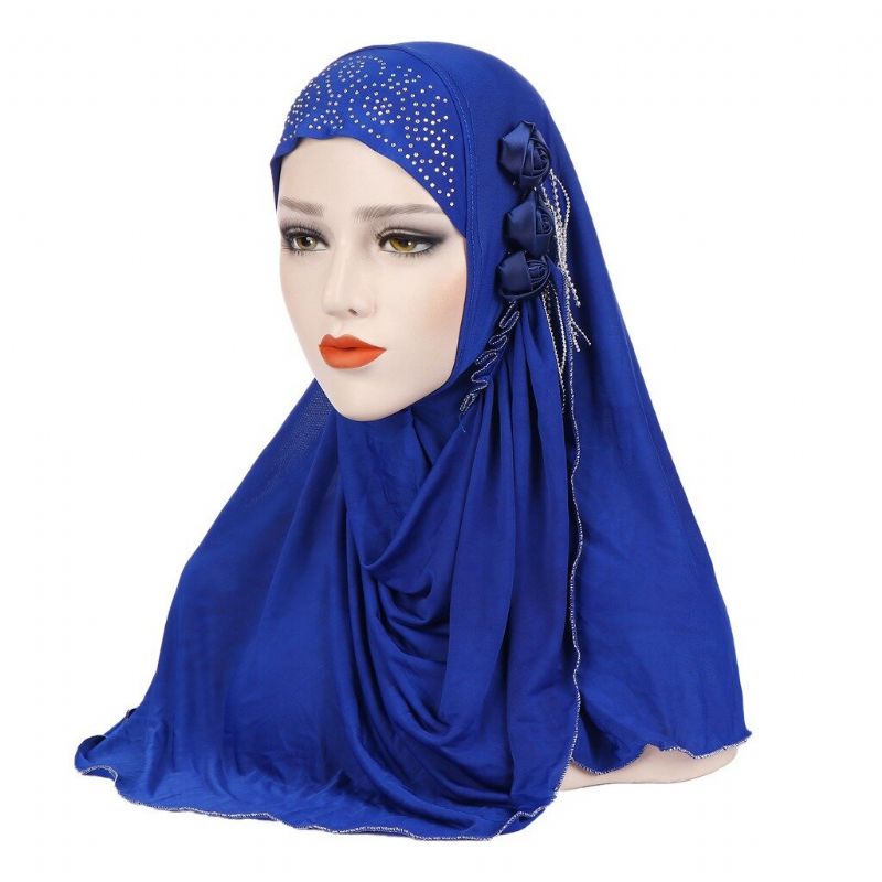 Kobiety Nowy Ice Silk Side Trzy Kwiatowe Frędzle Arabski Kapelusz Arab Wrap Szalik Turban Kapelusz