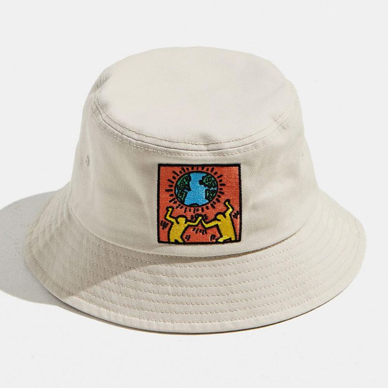 Bawełna Unisex Ekolodzy Harmonijni Z Motywem Natury Wzór Outdoor Travel Sunshade Bucket Hat