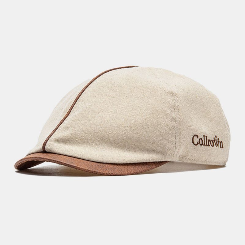 Collrown Męskie Cotton Solid Color Letter Haftowana CZapka Do Przodu Płaska CZapka Beret Cap