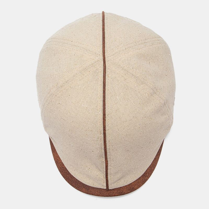 Collrown Męskie Cotton Solid Color Letter Haftowana CZapka Do Przodu Płaska CZapka Beret Cap