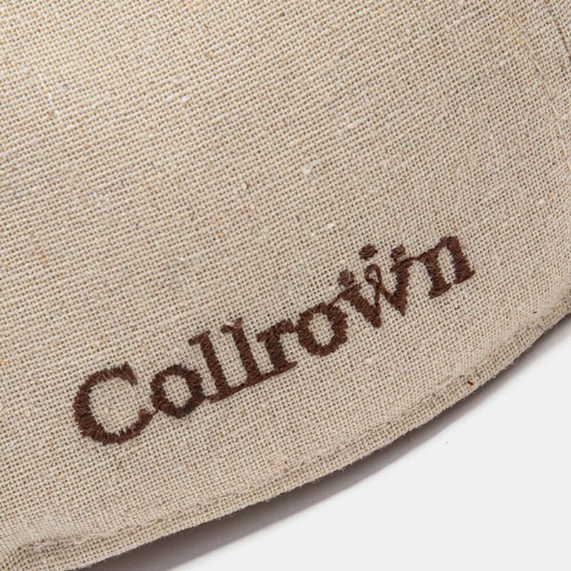 Collrown Męskie Cotton Solid Color Letter Haftowana CZapka Do Przodu Płaska CZapka Beret Cap