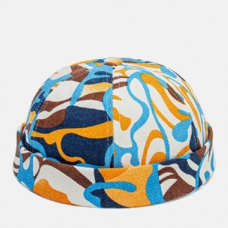 Collrown Unisex Bawełna Kolorowe Graffiti Wzór Druku Moda Retro Parasolka CZapka Bez Brimless Landlord Cap Skull Cap