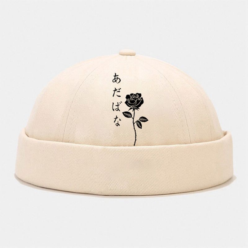 Collrown Unisex Poliester Bawełna Nadruk Róży Cały Mecz CZapka Bez Rąbka Landlord Cap Skull Cap