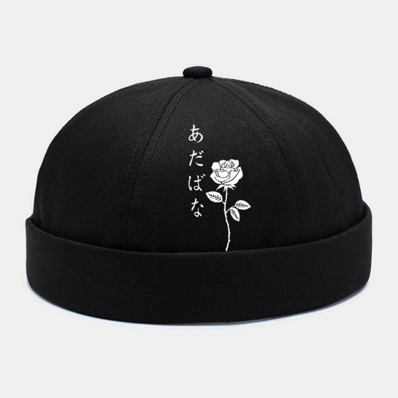 Collrown Unisex Poliester Bawełna Nadruk Róży Cały Mecz CZapka Bez Rąbka Landlord Cap Skull Cap