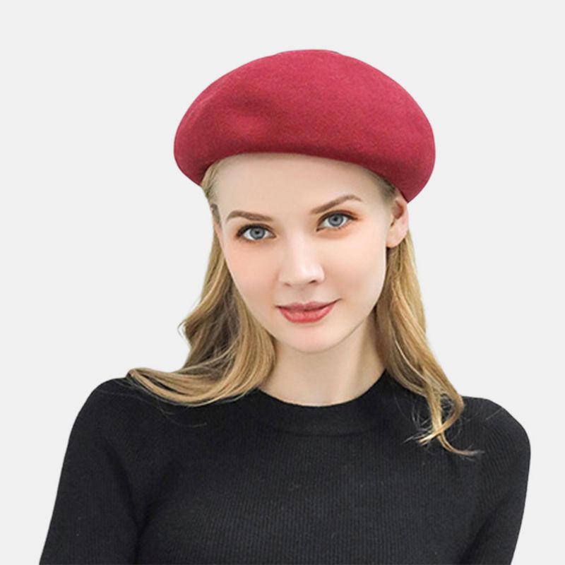 CZapki Beret Z Łańcuszkiem Z CZystej Wełny W Stylu Brytyjskim