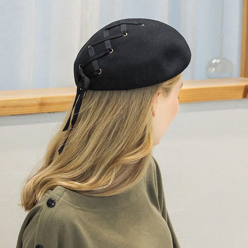 CZapki Beret Z Łańcuszkiem Z CZystej Wełny W Stylu Brytyjskim