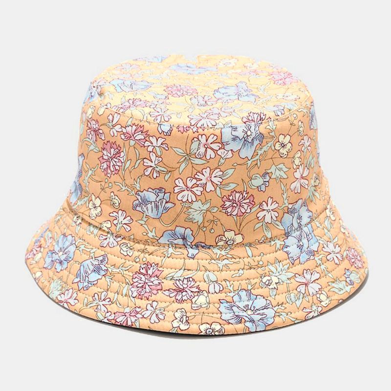 Damska Dwustronna Letnia Ochrona Przed Promieniowaniem Uv Kwiatowy Wzór Casual Outdoor Sun Kapelusz Bucket Hat