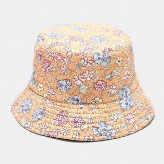 Damska Dwustronna Letnia Ochrona Przed Promieniowaniem Uv Kwiatowy Wzór Casual Outdoor Sun Kapelusz Bucket Hat