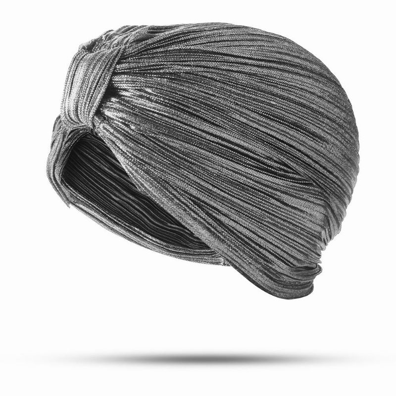 Damska Plisowana CZapka Beanie Solid Color Prosta CZapka Turban