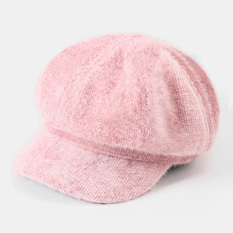 Damskie Wool Casual Universal Keep Warm Curved Brim Ośmioboczna CZapka Beret CZapka Z Dzianiny