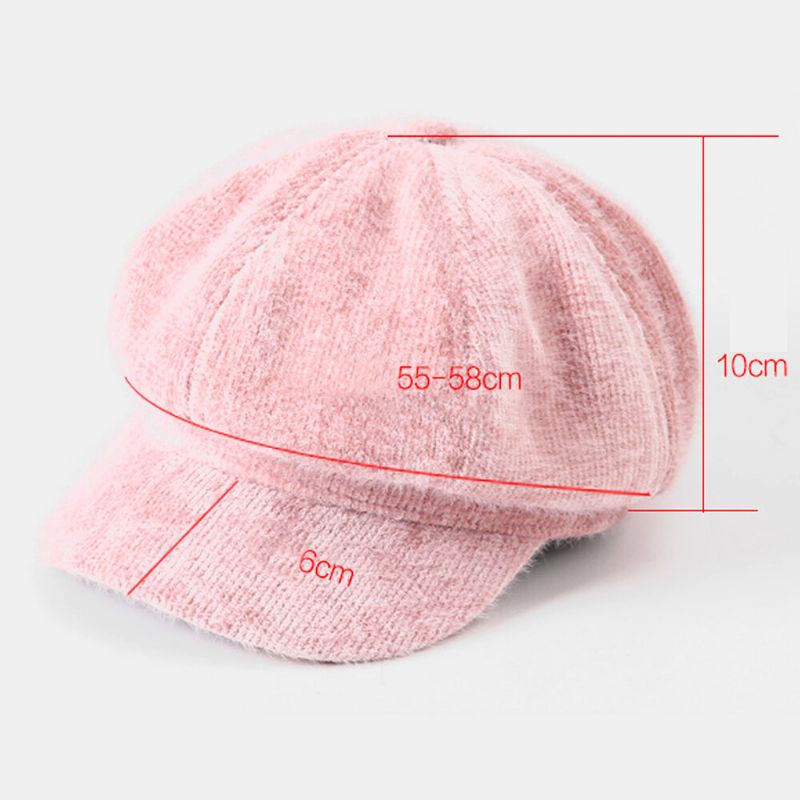 Damskie Wool Casual Universal Keep Warm Curved Brim Ośmioboczna CZapka Beret CZapka Z Dzianiny