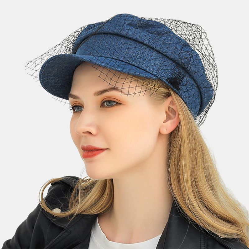 Denim Mesh Navy Cap CZapka Z Daszkiem Płaskie CZapki Dzika Anglia CZapka Wojskowa Kapitan CZapki Granatowe CZapki