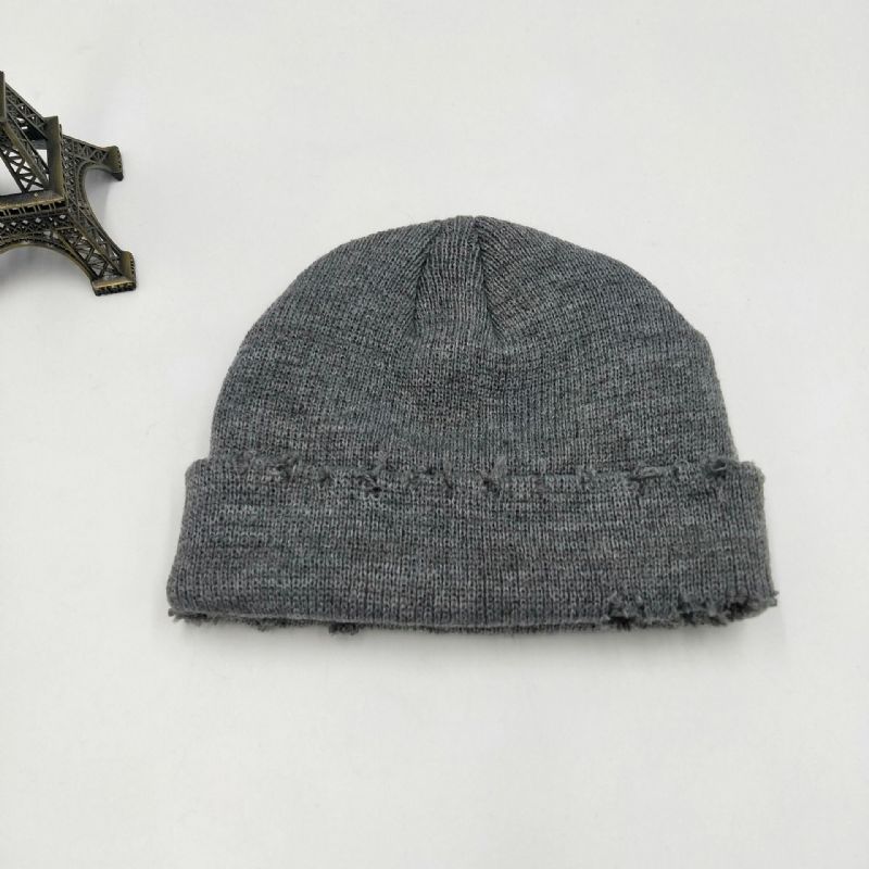 Dzianinowa CZapka Landlord Pure Color Wool Kapelusz Postrzępiona Melonowa CZapka Cold Caps Beanie