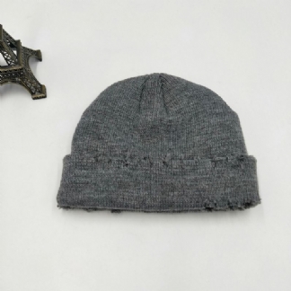 Dzianinowa CZapka Landlord Pure Color Wool Kapelusz Postrzępiona Melonowa CZapka Cold Caps Beanie