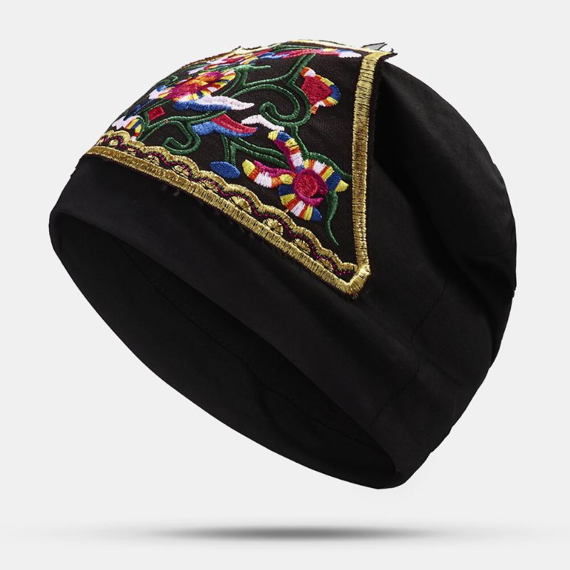 Kobiety Bawełna Kwiatowy Etniczny Haft CZapka Beanie Elastyczna Oddychająca CZapka Turban