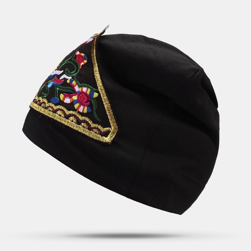 Kobiety Bawełna Kwiatowy Etniczny Haft CZapka Beanie Elastyczna Oddychająca CZapka Turban