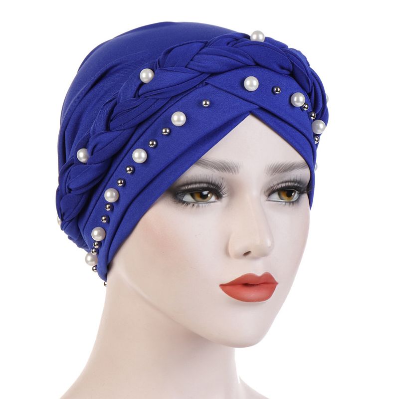 Kobiety Bawełna Multi Color Solid Casual Parasolka Biała Perła Decor Side Braid Baotou Kapelusze Beanie CZapki