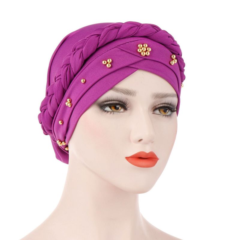 Kobiety Bawełna Multi Color Solid Casual Sunshade Nit Decor Side Braid Baotou CZapki Beanie CZapki