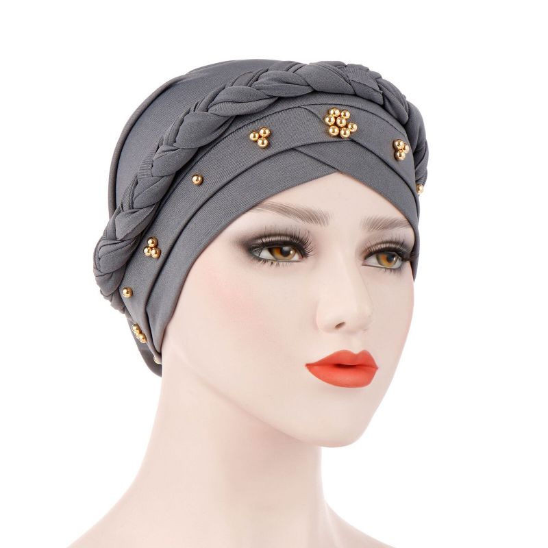 Kobiety Bawełna Multi Color Solid Casual Sunshade Nit Decor Side Braid Baotou CZapki Beanie CZapki