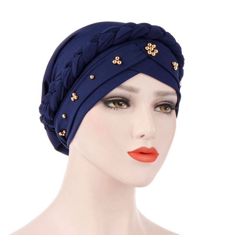 Kobiety Bawełna Multi Color Solid Casual Sunshade Nit Decor Side Braid Baotou CZapki Beanie CZapki