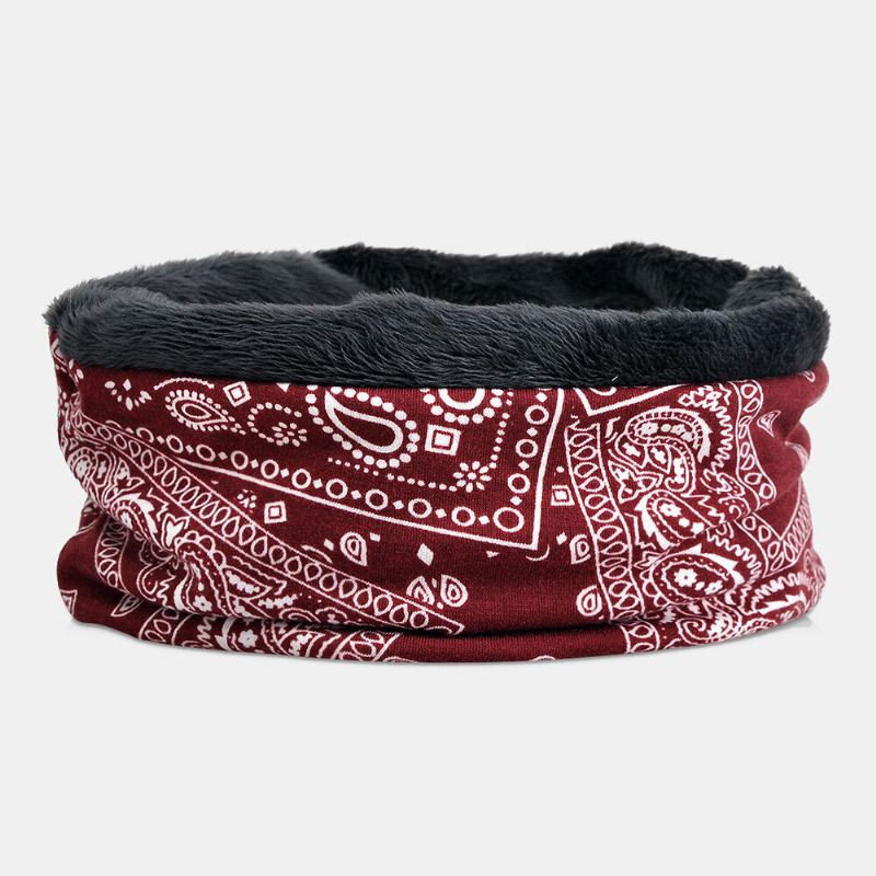 Kobiety Bawełna Plus Aksamit Podwójnego Zastosowania W Stylu Vintage Kwiaty Nerkowca Drukuj Wiatroszczelne Ciepło Szalik Na Szelkach CZapka Typu Beanie Kapelusz Baotou