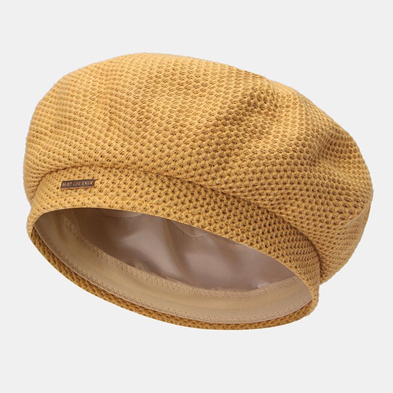 Kobiety Cotton Mesh Oddychająca Metalowa Etykieta Dzianinowa CZapka Moda Dzika Regulowana CZapka Beret CZapka Malarza