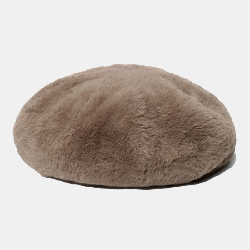 Kobiety Gazeciarz Kapelusze Faux Rabbit Fur Jesień Zima Ochrona Zimno Cap Malarz Beret