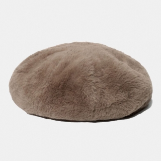 Kobiety Gazeciarz Kapelusze Faux Rabbit Fur Jesień Zima Ochrona Zimno Cap Malarz Beret