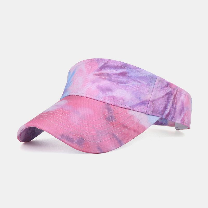 Kobiety Kolor Tie Dye Drukowanie CZapka Z Daszkiem Moda Krem Do Opalania Pusty Top Hat