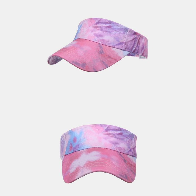 Kobiety Kolor Tie Dye Drukowanie CZapka Z Daszkiem Moda Krem Do Opalania Pusty Top Hat