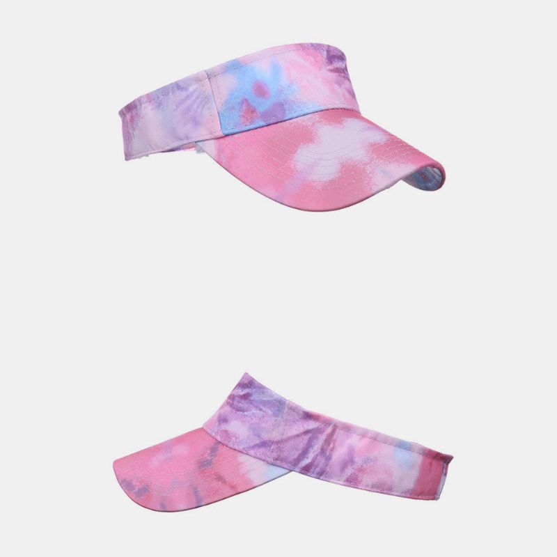 Kobiety Kolor Tie Dye Drukowanie CZapka Z Daszkiem Moda Krem Do Opalania Pusty Top Hat