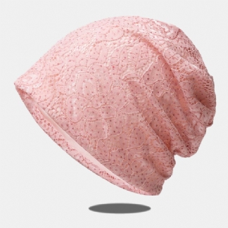 Kobiety Koronki Rhinestone Kwiat Wzór Kapelusz Baotou Casual Dziki Oddychający Wygodny CZapka Beanie