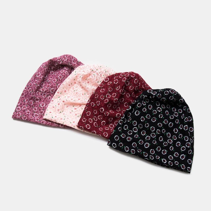 Kobiety Koronkowy Kwiatowy Wzór Z Nadrukiem Hollow Oddychająca CZapka Przeciwsłoneczna Beanie Kapelusz Baotou Hat