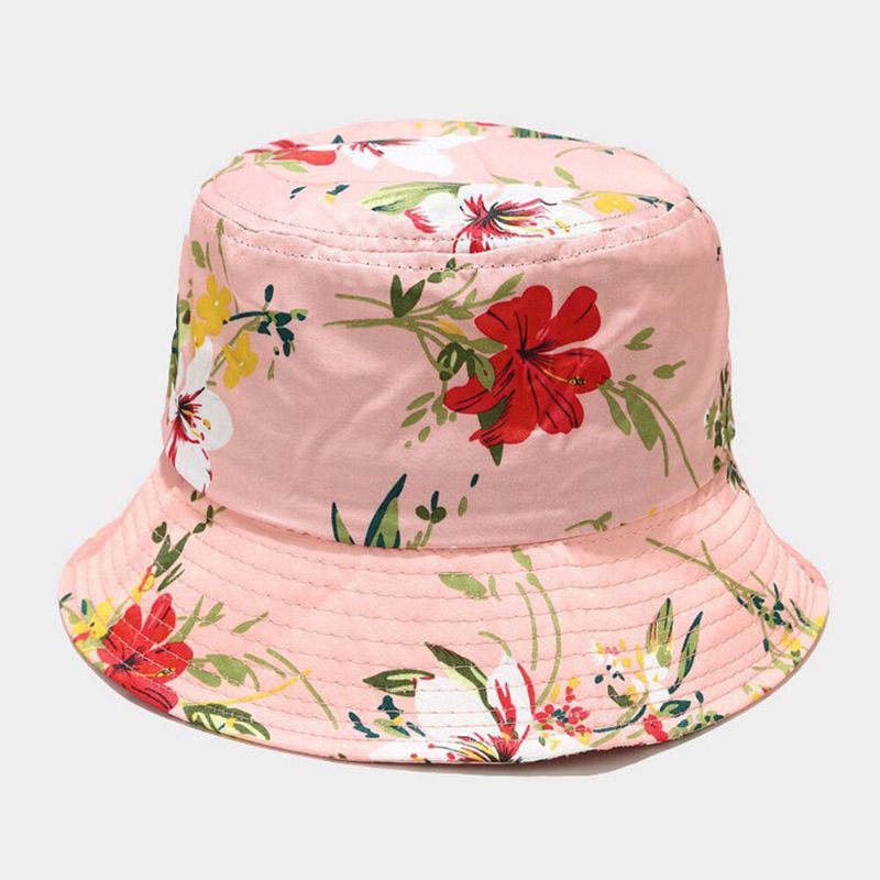 Kobiety Lato Ochrona Przed Promieniowaniem Uv Kwiat Wzór Daszek Kapelusz Przeciwsłoneczny Moda Casual Outdoor Travel Bucket Hat