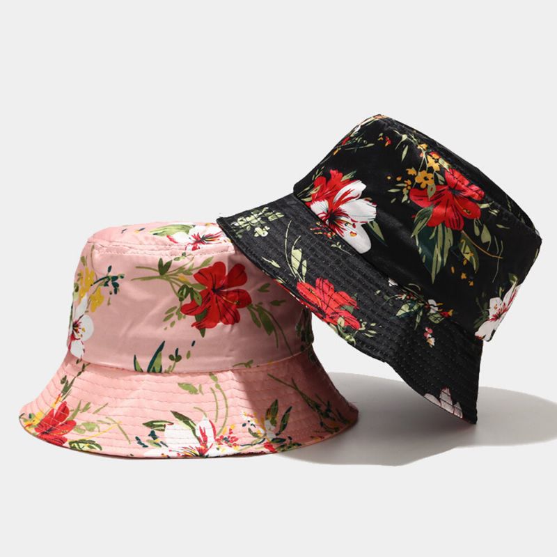 Kobiety Lato Ochrona Przed Promieniowaniem Uv Kwiat Wzór Daszek Kapelusz Przeciwsłoneczny Moda Casual Outdoor Travel Bucket Hat