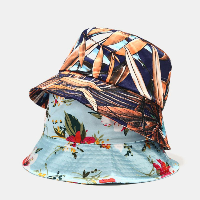 Kobiety Lato Ochrona Przed Promieniowaniem Uv Kwiat Wzór Daszek Kapelusz Przeciwsłoneczny Moda Casual Outdoor Travel Bucket Hat