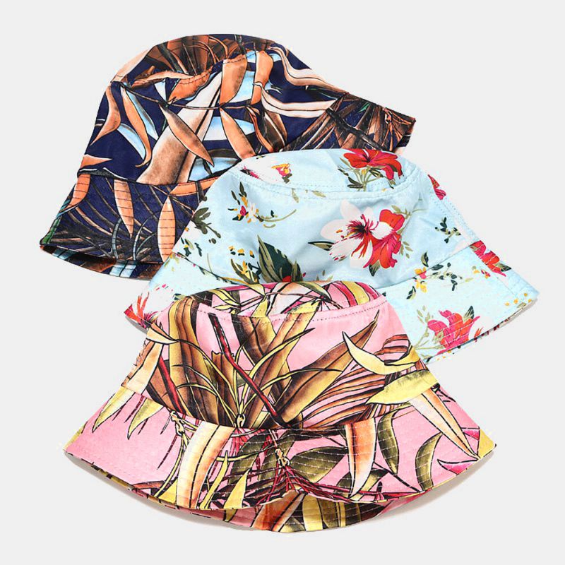 Kobiety Lato Ochrona Przed Promieniowaniem Uv Kwiat Wzór Daszek Kapelusz Przeciwsłoneczny Moda Casual Outdoor Travel Bucket Hat