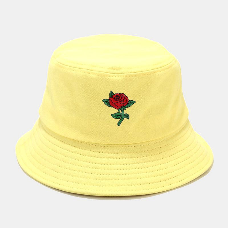 Kobiety Lato Ochrona Przed Promieniowaniem Uv Kwiatowy Wzór Haft Casual Cute Sun Kapelusz Bucket Hat