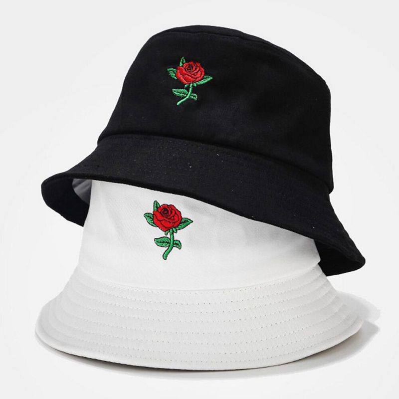 Kobiety Lato Ochrona Przed Promieniowaniem Uv Kwiatowy Wzór Haft Casual Cute Sun Kapelusz Bucket Hat