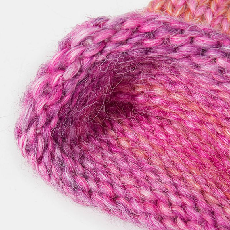 Kobiety Mieszane Kolory Dzianiny Tie-dye Gradient Kolor Vintage Moda Ciepło Brimless Beanie Hat