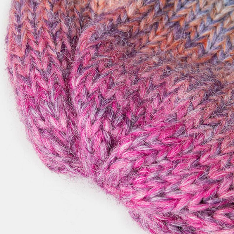 Kobiety Mieszane Kolory Dzianiny Tie-dye Gradient Kolor Vintage Moda Ciepło Brimless Beanie Hat