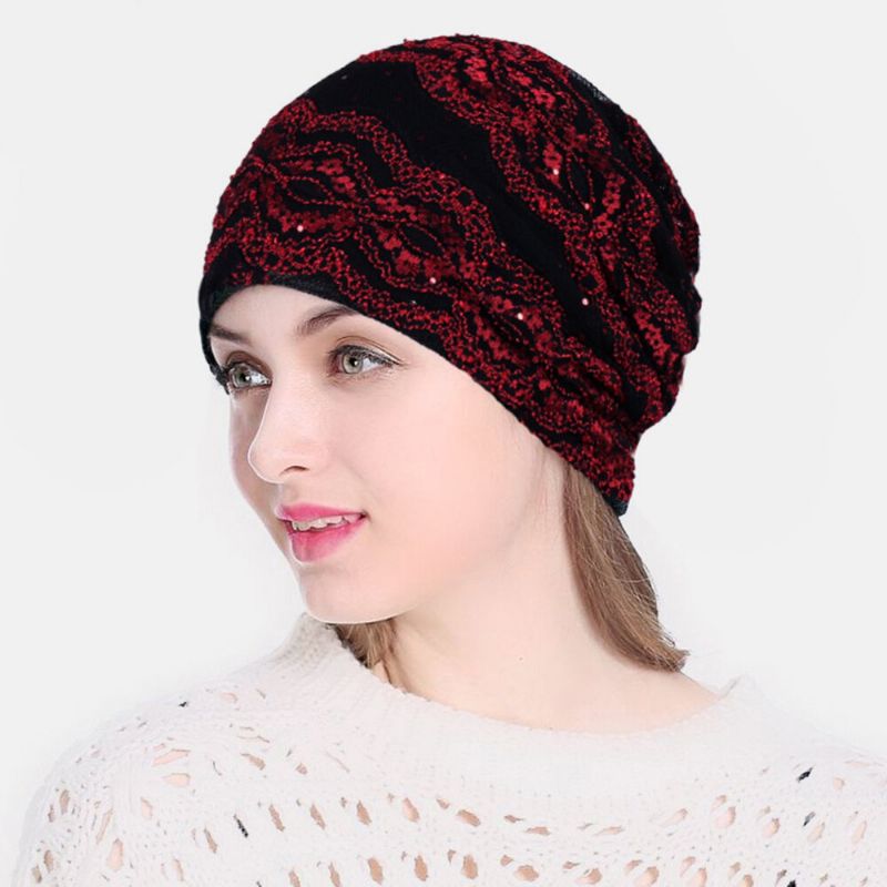 Koronkowa CZapka Beanie CZapka Chemioterapeutyczna CZapka Z Apaszką