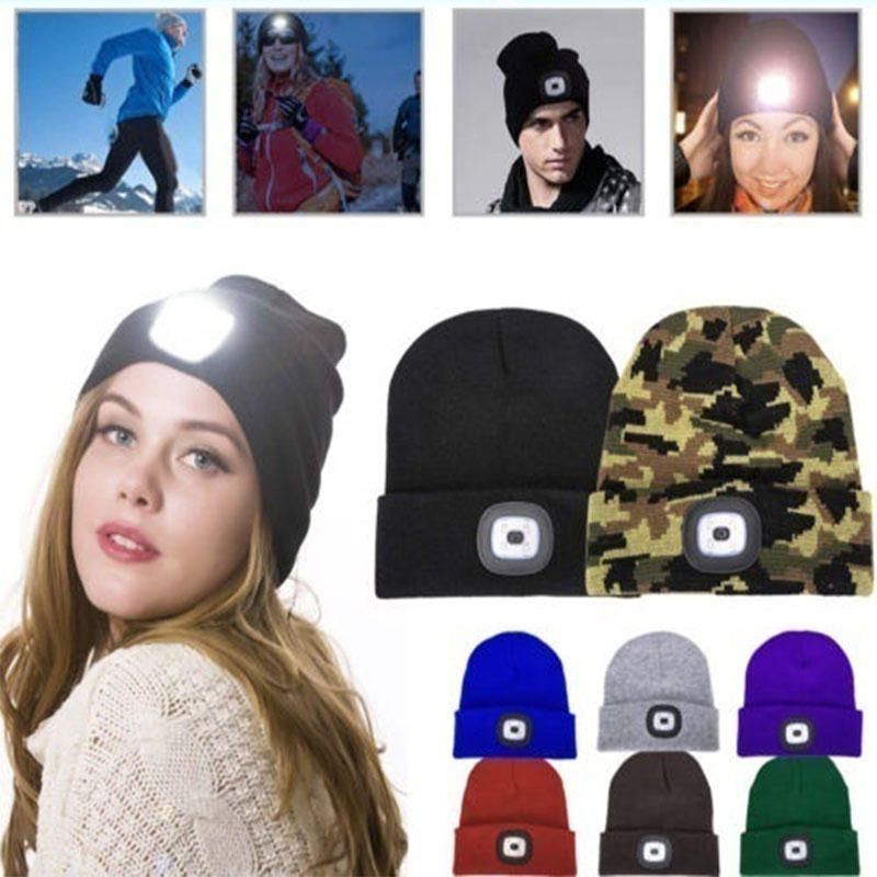 Led Light Beanie Kapelusz CZapka Z Dzianiny Jogging Night Walking