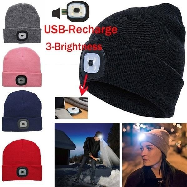 Led Light Beanie Kapelusz CZapka Z Dzianiny Jogging Night Walking