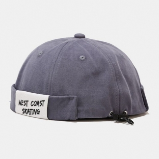 Mężczyźni Bawełna List Slogan Patchwork Outdoor Casual Landlord Cap Brimless Beanie Skull Cap