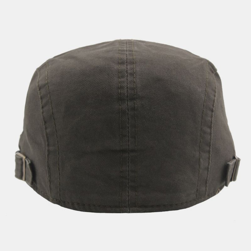 Mężczyźni Bawełna List Zipper Decor Casual Osłona Przeciwsłoneczna Beret Cap Płaski Kapelusz Do Przodu Kapelusz