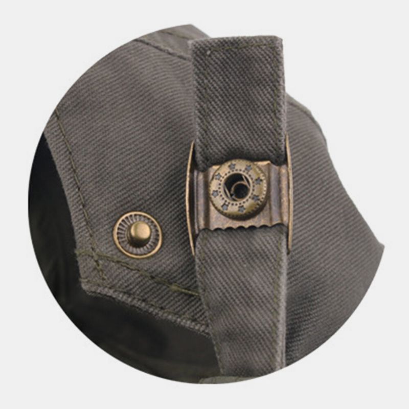 Mężczyźni Bawełna List Zipper Decor Casual Osłona Przeciwsłoneczna Beret Cap Płaski Kapelusz Do Przodu Kapelusz