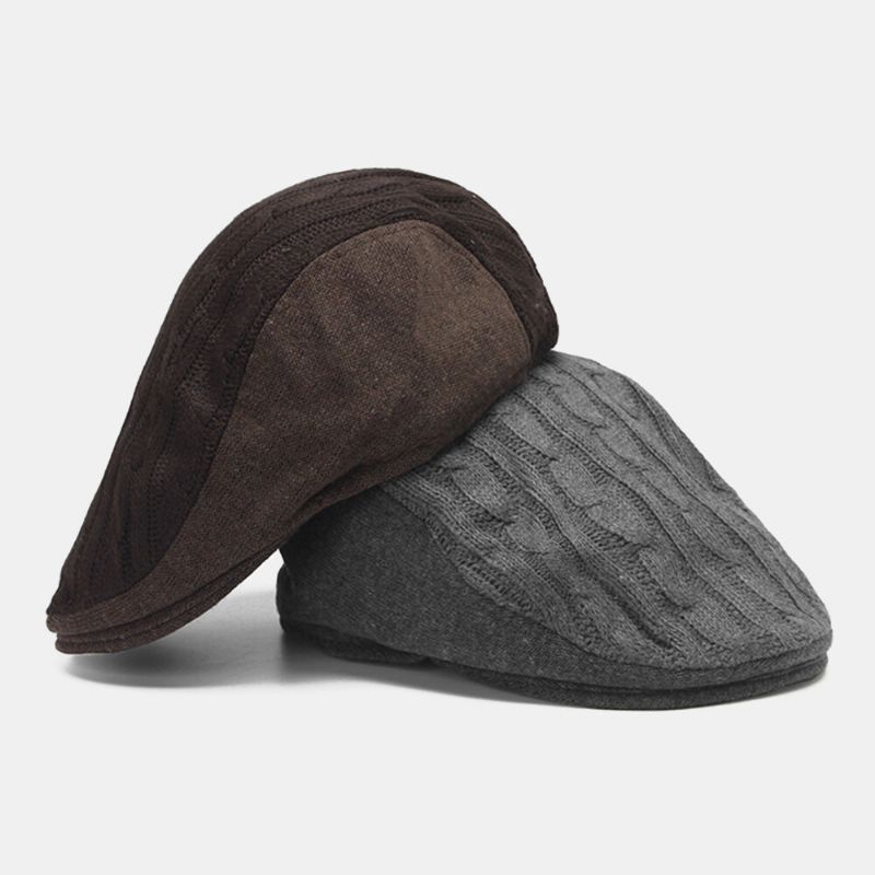 Mężczyźni Cotton Mesh Oddychające Dzianinowe CZapki Outdoor Casual Ciepła Osłona Przeciwsłoneczna Beret Cap Płaskie Kapelusz Forward Cap